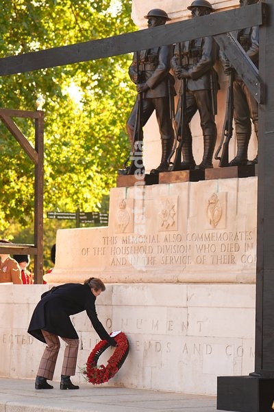 The Princess Royal, Senior Colonel of the Foot Guards, lays a wreath as she attends the Household Cavalry's centenary dedication of the Guards Memorial, at Horse Guards Parade, central London. Picture date: Friday October 16, 2026