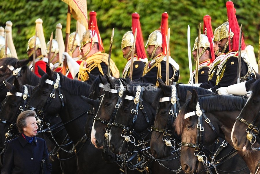 The Princess Royal, Senior Colonel of the Foot Guards, attending the Household Cavalry's centenary dedication of the Guards Memorial, at Horse Guards Parade, central London. Picture date: Friday October 16, 2026