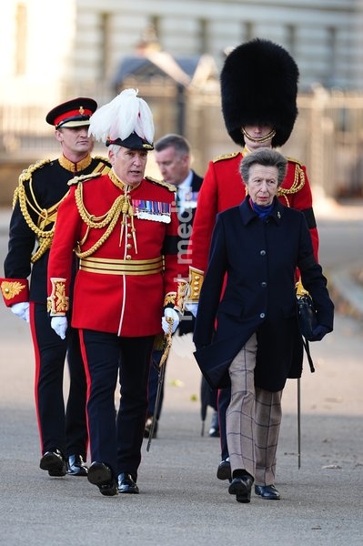 The Princess Royal, Senior Colonel of the Foot Guards, attending the Household Cavalry's centenary dedication of the Guards Memorial, at Horse Guards Parade, central London. Picture date: Friday October 16, 2026
