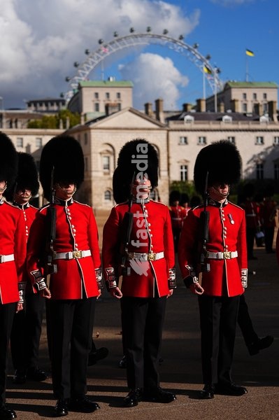 Members of the Household Division ahead of a centenary dedication of the Guards Memorial, at Horse Guards Parade, central London. Picture date: Friday October 16, 2026