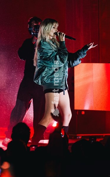 Belgian singer Angèle pictured during the "Angele Instinct Release Party", a surprise party organized by the Brussels singer to celebrate the release of her album "Instinct" at the Grote Markt/ Grand Place, in Brussels, Friday 16 October 2026