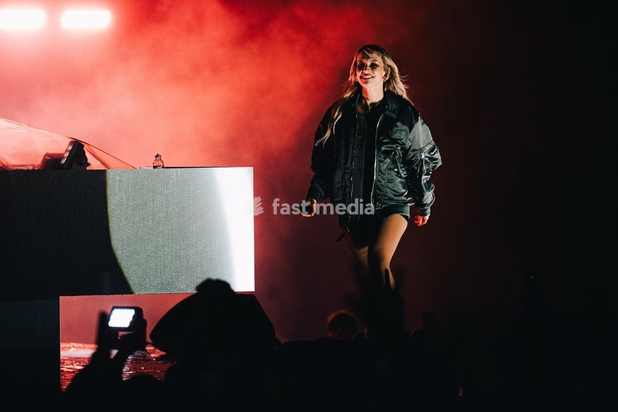 Belgian singer Angèle pictured during the "Angele Instinct Release Party", a surprise party organized by the Brussels singer to celebrate the release of her album "Instinct" at the Grote Markt/ Grand Place, in Brussels, Friday 16 October 2026