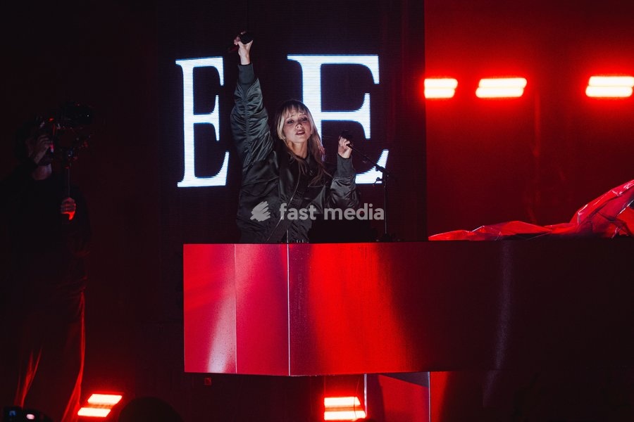 Belgian singer Angèle pictured during the "Angele Instinct Release Party", a surprise party organized by the Brussels singer to celebrate the release of her album "Instinct" at the Grote Markt/ Grand Place, in Brussels, Friday 16 October 2026