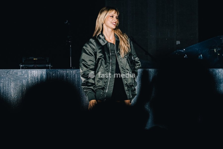 Belgian singer Angèle pictured during the "Angele Instinct Release Party", a surprise party organized by the Brussels singer to celebrate the release of her album "Instinct" at the Grote Markt/ Grand Place, in Brussels, Friday 16 October 2026