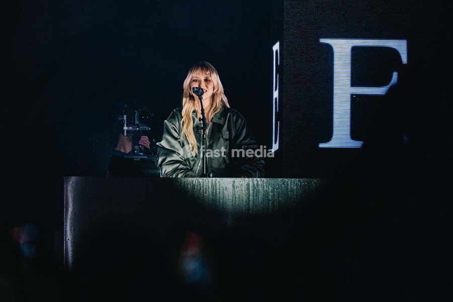 Belgian singer Angèle pictured during the "Angele Instinct Release Party", a surprise party organized by the Brussels singer to celebrate the release of her album "Instinct" at the Grote Markt/ Grand Place, in Brussels, Friday 16 October 2026