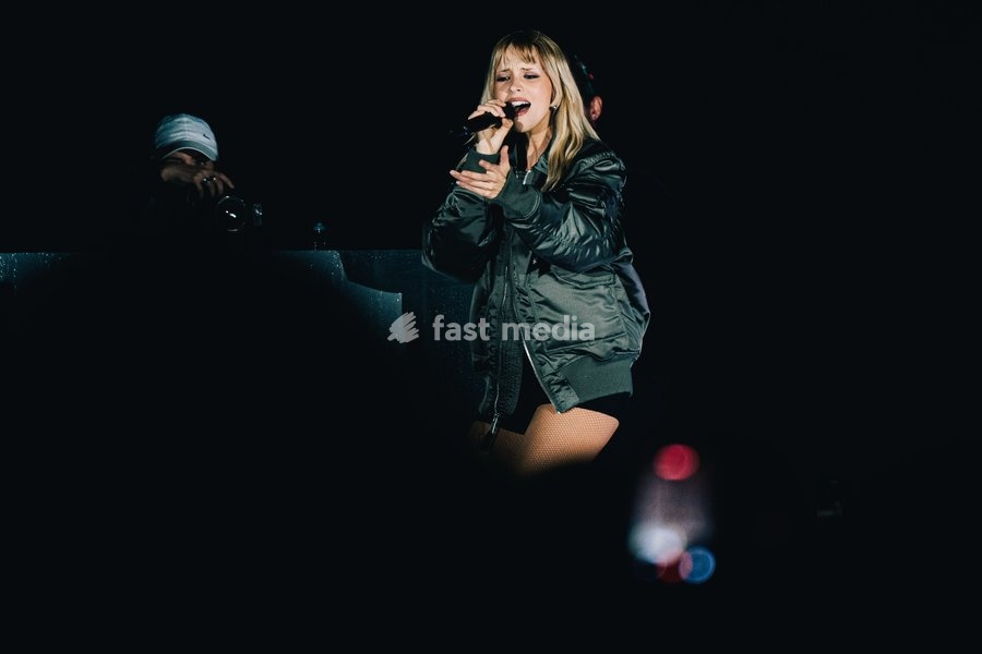 Belgian singer Angèle pictured during the "Angele Instinct Release Party", a surprise party organized by the Brussels singer to celebrate the release of her album "Instinct" at the Grote Markt/ Grand Place, in Brussels, Friday 16 October 2026
