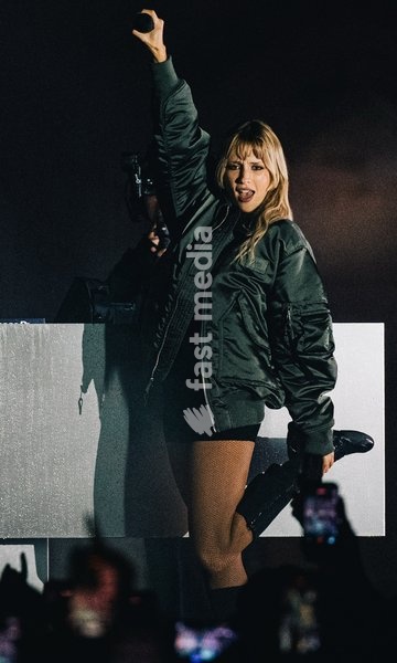 Belgian singer Angèle pictured during the "Angele Instinct Release Party", a surprise party organized by the Brussels singer to celebrate the release of her album "Instinct" at the Grote Markt/ Grand Place, in Brussels, Friday 16 October 2026