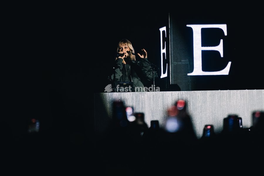 Belgian singer Angèle pictured during the "Angele Instinct Release Party", a surprise party organized by the Brussels singer to celebrate the release of her album "Instinct" at the Grote Markt/ Grand Place, in Brussels, Friday 16 October 2026