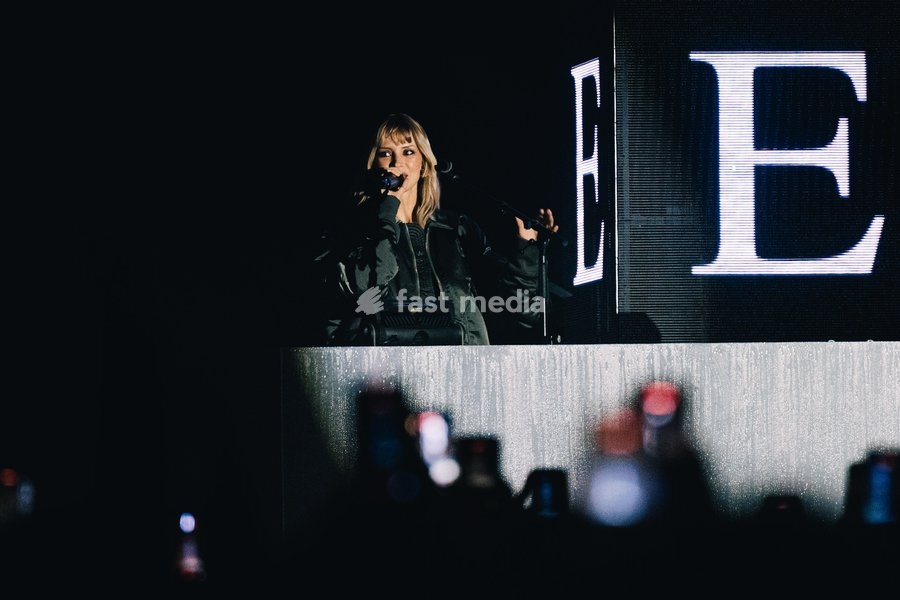 Belgian singer Angèle pictured during the "Angele Instinct Release Party", a surprise party organized by the Brussels singer to celebrate the release of her album "Instinct" at the Grote Markt/ Grand Place, in Brussels, Friday 16 October 2026
