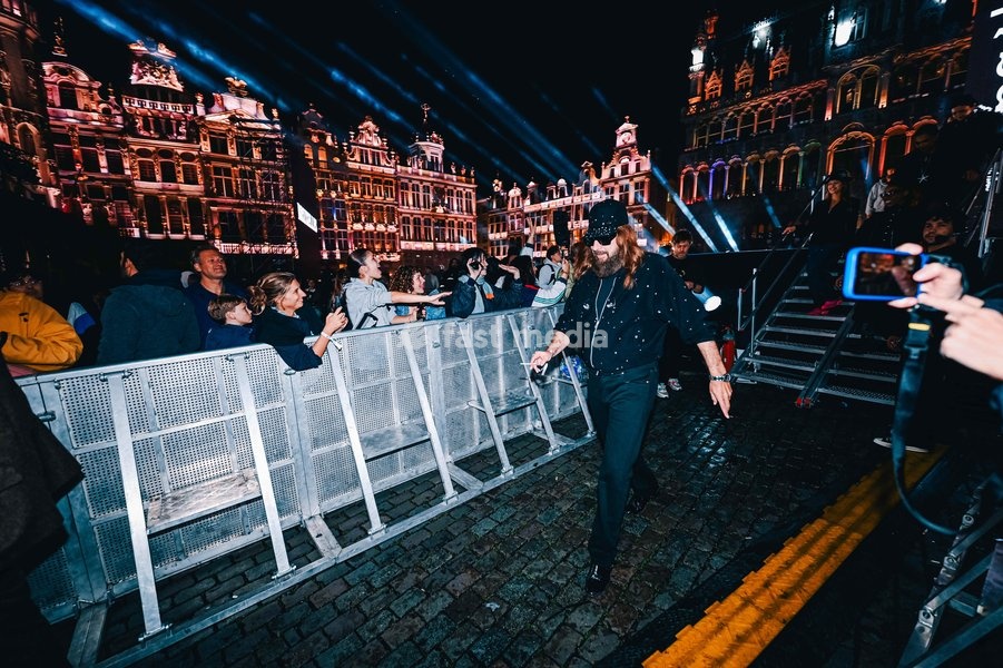 French Artist Sébastien Tellier pictured during the "Angele Instinct Release Party", a surprise party organized by the Brussels singer to celebrate the release of her album "Instinct" at the Grote Markt/ Grand Place, in Brussels, Friday 16 October 2026