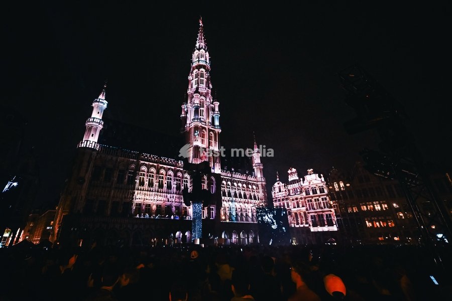 Grand place pictured during the "Angele Instinct Release Party", a surprise party organized by the Brussels singer to celebrate the release of her album "Instinct" at the Grote Markt/ Grand Place, in Brussels, Friday 16 October 2026