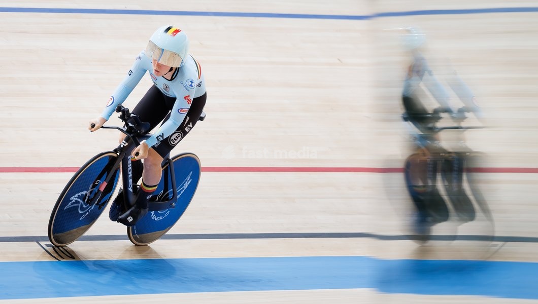 Belgian Katrijn De Clercq pictured in action during the Women's individual pursuit event at the UCI Track Cycling World Championships in Shanghai, China on Saturday 17 October 2026. The worlds are taking place from 14 to 18 October 2026