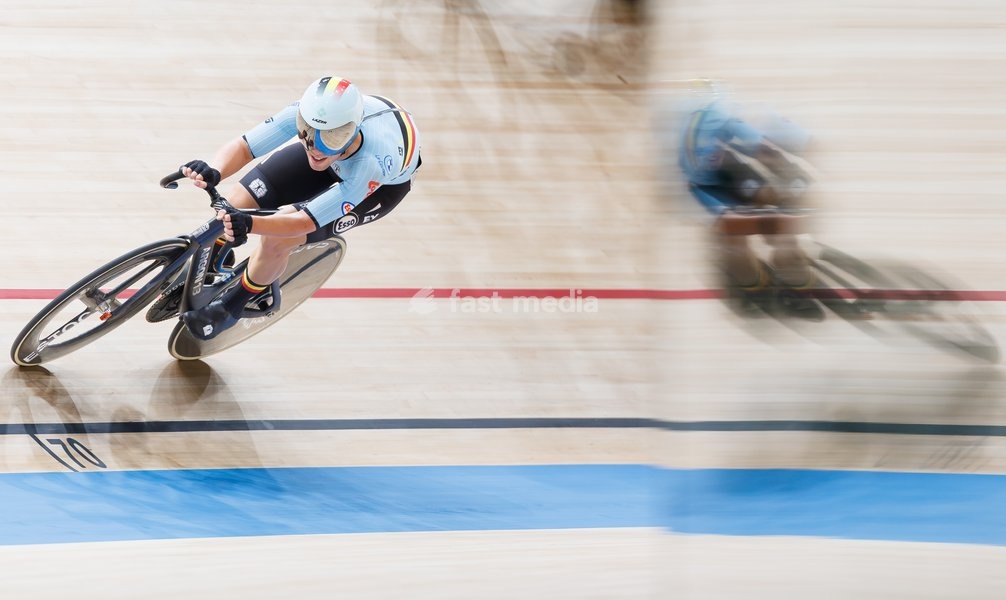 Belgian Fabio Van den Bossche pictured in action at the Men's omnium event at the UCI Track Cycling World Championships in Shanghai, China on Saturday 17 October 2026. The worlds are taking place from 14 to 18 October 2026