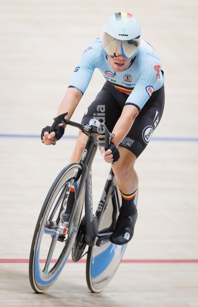 Belgian Fabio Van den Bossche pictured in action at the Men's omnium event at the UCI Track Cycling World Championships in Shanghai, China on Saturday 17 October 2026. The worlds are taking place from 14 to 18 October 2026