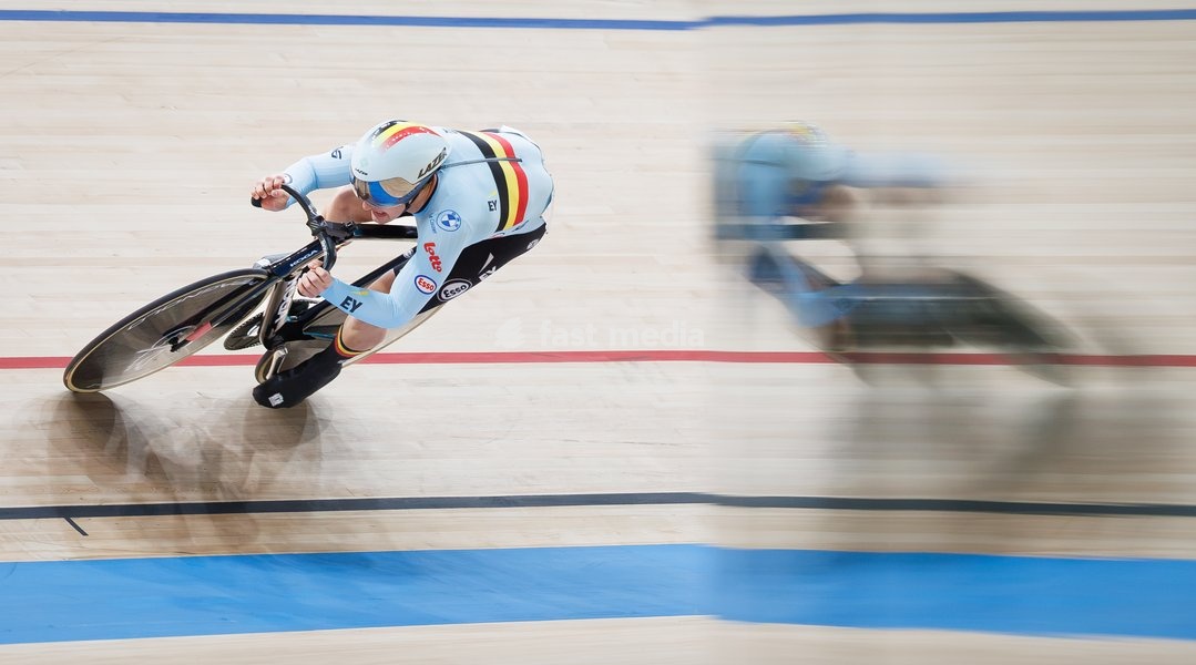Belgian Lowie Nulens pictured in action at the Men's sprint event at the UCI Track Cycling World Championships in Shanghai, China on Saturday 17 October 2026. The worlds are taking place from 14 to 18 October 2026