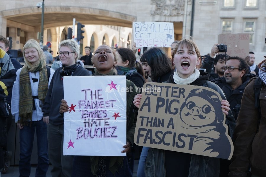 This image shows youths gather for a protest action at the Central Station in Brussels on Saturday 17 October 2026