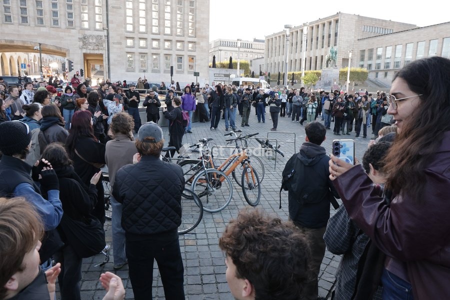 youths gather for a protest action at the Central Station in Brussels on Saturday 17 October 2026