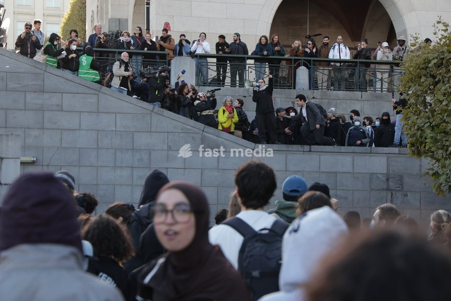 youths gather for a protest action at the Central Station in Brussels on Saturday 17 October 2026