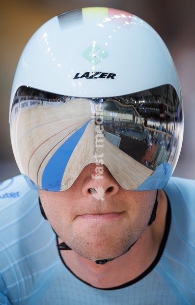 Belgian Fabio Van den Bossche pictured during the Men's omnium event at the UCI Track Cycling World Championships in Shanghai, China on Saturday 17 October 2026. The worlds are taking place from 14 to 18 October 2026