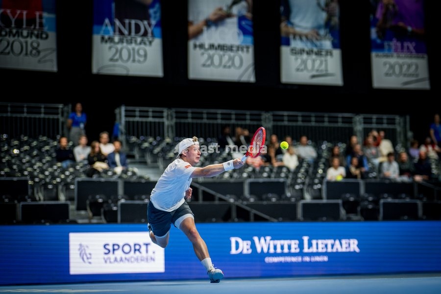 Gauthier Onclin of Belgium pictured in action during the European Open ATP tennis tournament in Brussels, on Saterday 17 October. This year's edition of the tournament is taking place from 17 to 25 October