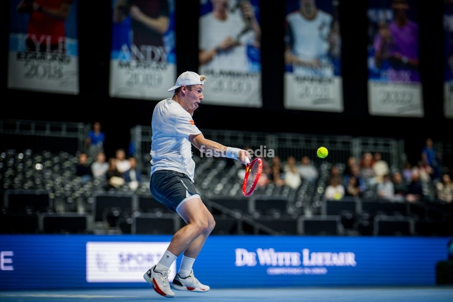 Gauthier Onclin of Belgium pictured in action during the European Open ATP tennis tournament in Brussels, on Saterday 17 October. This year's edition of the tournament is taking place from 17 to 25 October