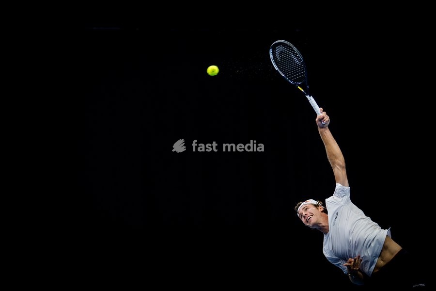 Joel Schwaerzler of Austria pictured in action during the European Open ATP tennis tournament in Brussels, on Saterday 17 October. This year's edition of the tournament is taking place from 17 to 25 October
