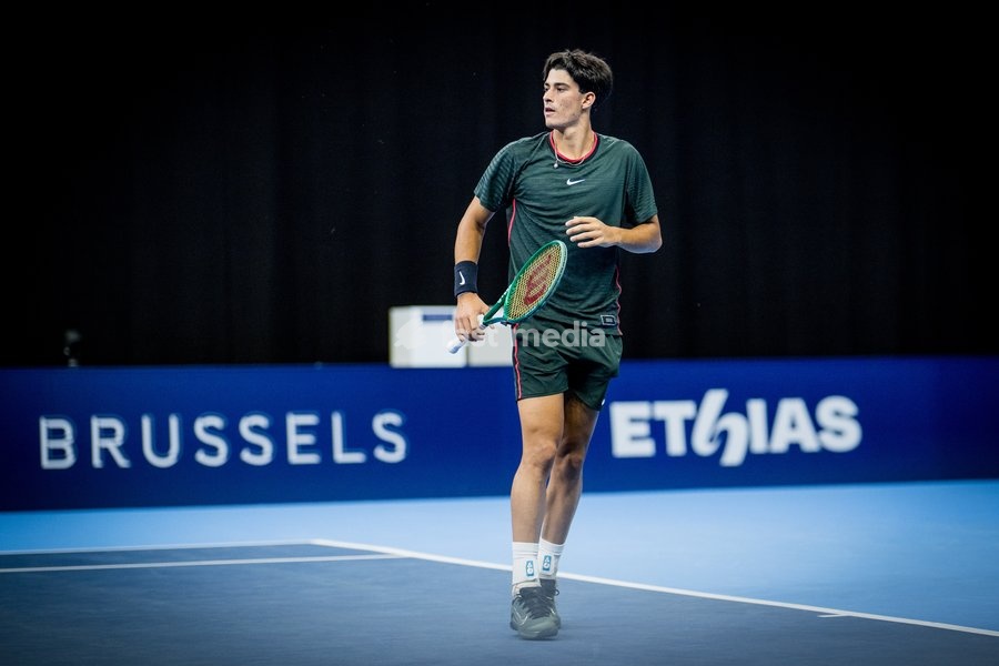 Federico Cina of Italy pictured in action during the European Open ATP tennis tournament in Brussels, on Saterday 17 October. This year's edition of the tournament is taking place from 17 to 25 October