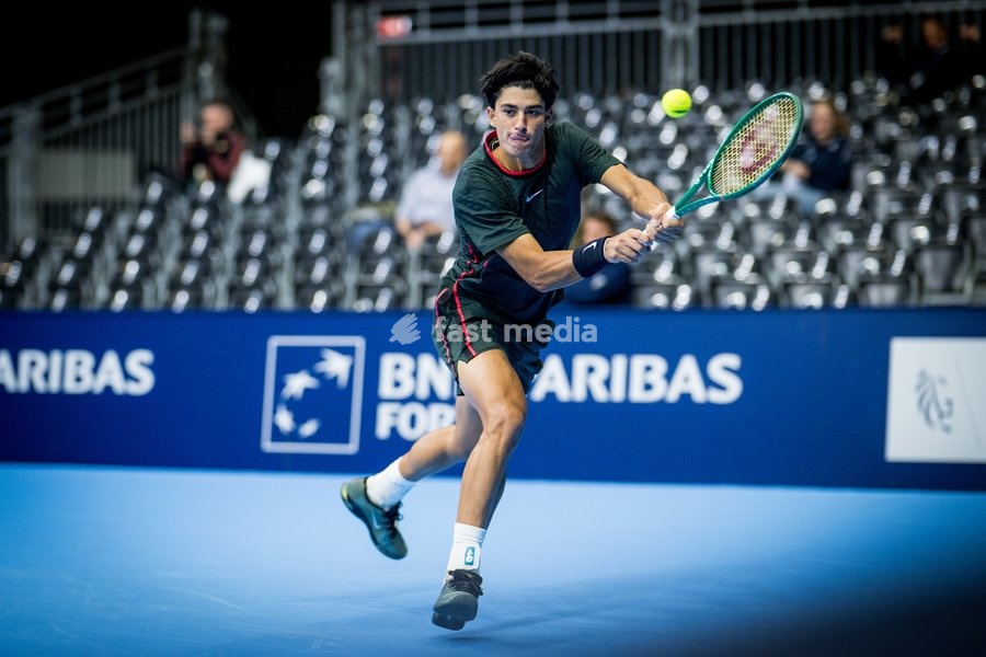 Federico Cina of Italy pictured in action during the European Open ATP tennis tournament in Brussels, on Saterday 17 October. This year's edition of the tournament is taking place from 17 to 25 October