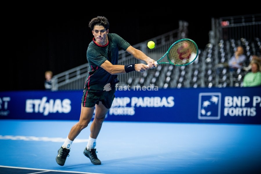 Federico Cina of Italy pictured in action during the European Open ATP tennis tournament in Brussels, on Saterday 17 October. This year's edition of the tournament is taking place from 17 to 25 October