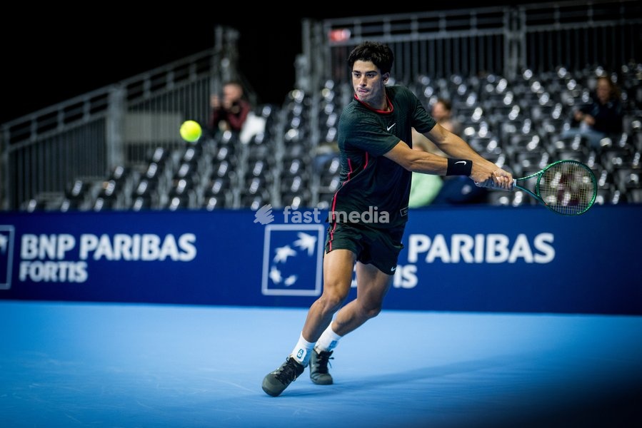 Federico Cina of Italy pictured in action during the European Open ATP tennis tournament in Brussels, on Saterday 17 October. This year's edition of the tournament is taking place from 17 to 25 October