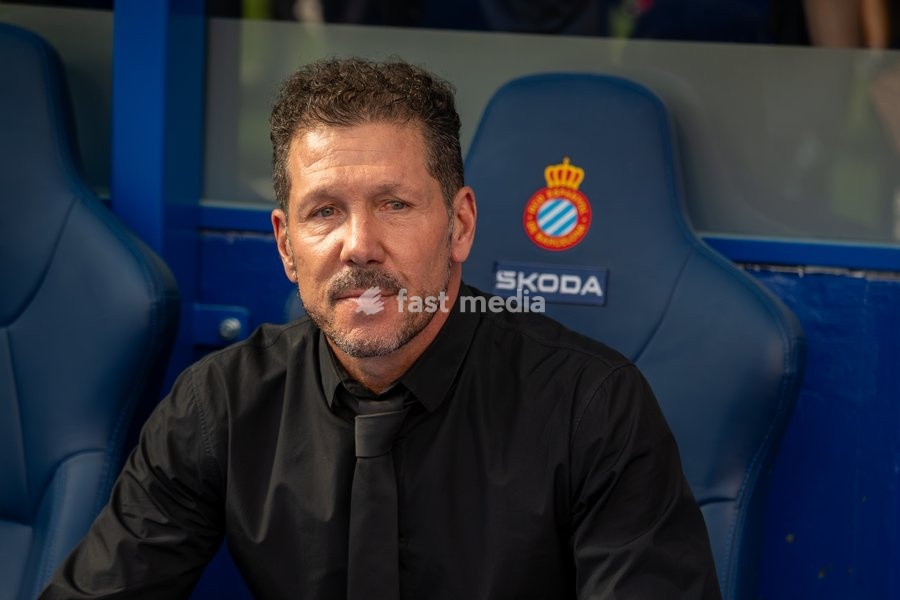 Diego Simeone, head coach of Atletico de Madrid, sits on the bench prior to the LaLiga EA Sports matchday 9 fixture between RCD Espanyol and Atletico de Madrid at RCDE Stadium on October 17, 2026, in Barcelona, Spain