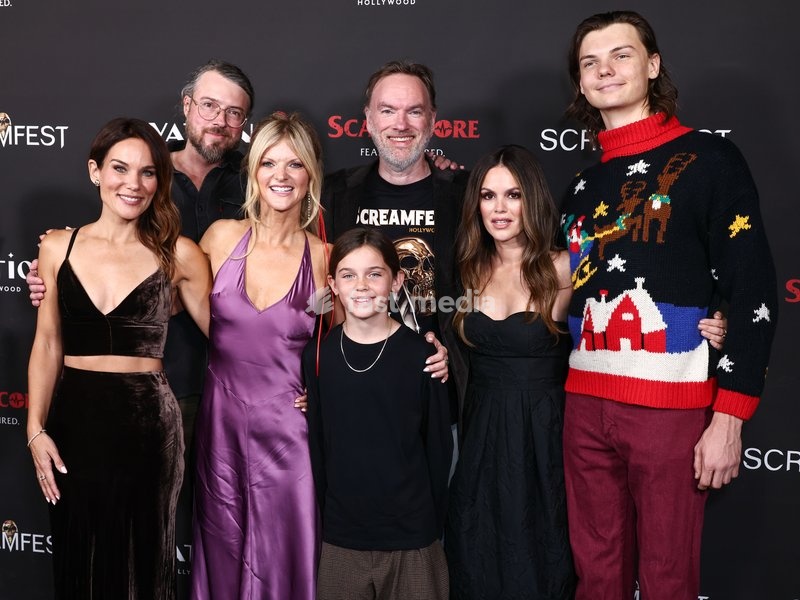 HOLLYWOOD, LOS ANGELES, CALIFORNIA, USA - OCTOBER 15: Olivia Allen, Zack Imbrogno, Arden Myrin, Elliott Egler, Kevin Lewis, Rachel Bilson and Zeke Jones arrive at the 26th Annual Screamfest Horror Film Festival - Closing Night - World Premiere of Briarcliff Entertainment's 'Christmas At The…