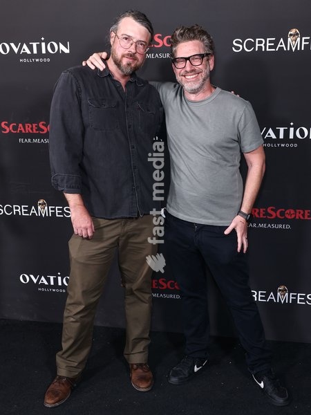 HOLLYWOOD, LOS ANGELES, CALIFORNIA, USA - OCTOBER 15: Zack Imbrogno and K. Asher Levin arrive at the 26th Annual Screamfest Horror Film Festival - Closing Night - World Premiere of Briarcliff Entertainment's 'Christmas At The Kringles' held at TCL Chinese 6 Theatres at Ovation Hollywood on October…