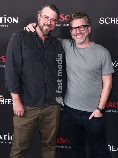 HOLLYWOOD, LOS ANGELES, CALIFORNIA, USA - OCTOBER 15: Zack Imbrogno and K. Asher Levin arrive at the 26th Annual Screamfest Horror Film Festival - Closing Night - World Premiere of Briarcliff Entertainment's 'Christmas At The Kringles' held at TCL Chinese 6 Theatres at Ovation Hollywood on October…