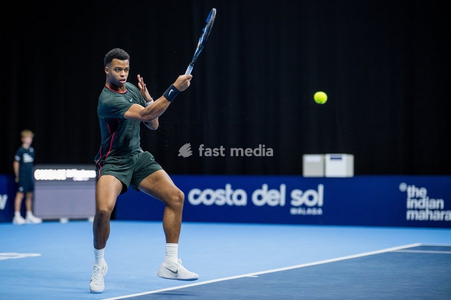 Giovanni Mpetshi Perricard of France pictured in action during the European Open ATP tennis tournament in Brussels, on Saterday 17 October. This year's edition of the tournament is taking place from 17 to 25 October