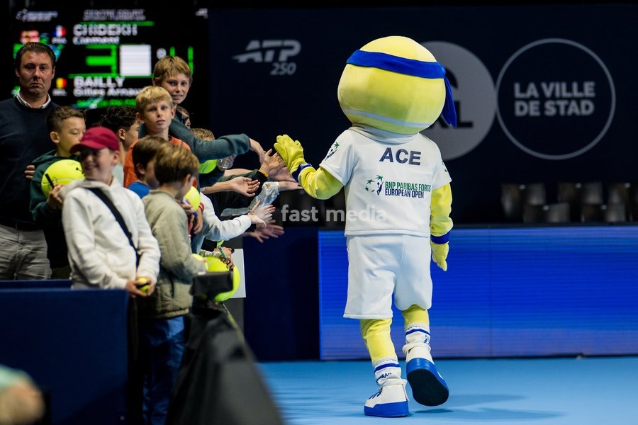 The tournament mascotte ACE is pictured during the European Open ATP tennis tournament in Brussels, on Saterday 17 October. This year's edition of the tournament is taking place from 17 to 25 October