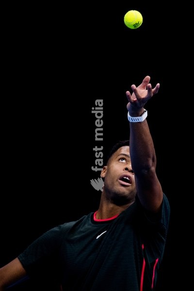 Giovanni Mpetshi Perricard of France pictured in action during the European Open ATP tennis tournament in Brussels, on Saterday 17 October. This year's edition of the tournament is taking place from 17 to 25 October