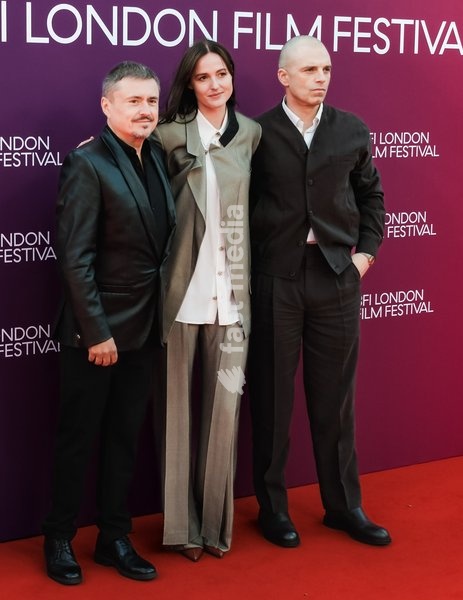 Cristian Mungiu, Renate Reinsve, Sebastian Stan attends the red carpet for Gala Premiere Of Fjord screening during the London Film Festival 2026 on Saturday 17 October 2026 at Royal Festival Hall, London