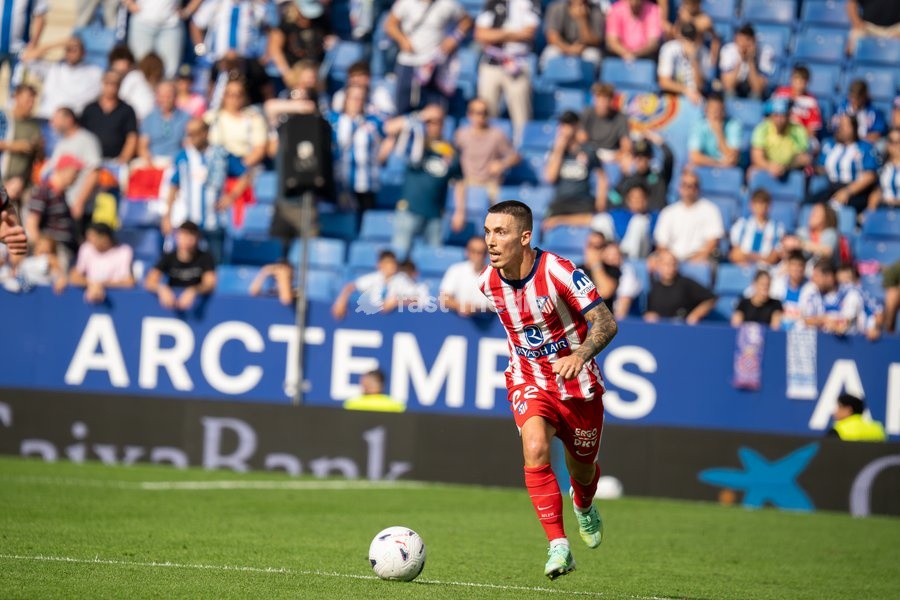 Alejandro Grimaldo of Atletico de Madrid during the LaLiga EA Sports matchday 9 fixture between RCD Espanyol and Atletico de Madrid at RCDE Stadium on October 17, 2026, in Barcelona, Spain