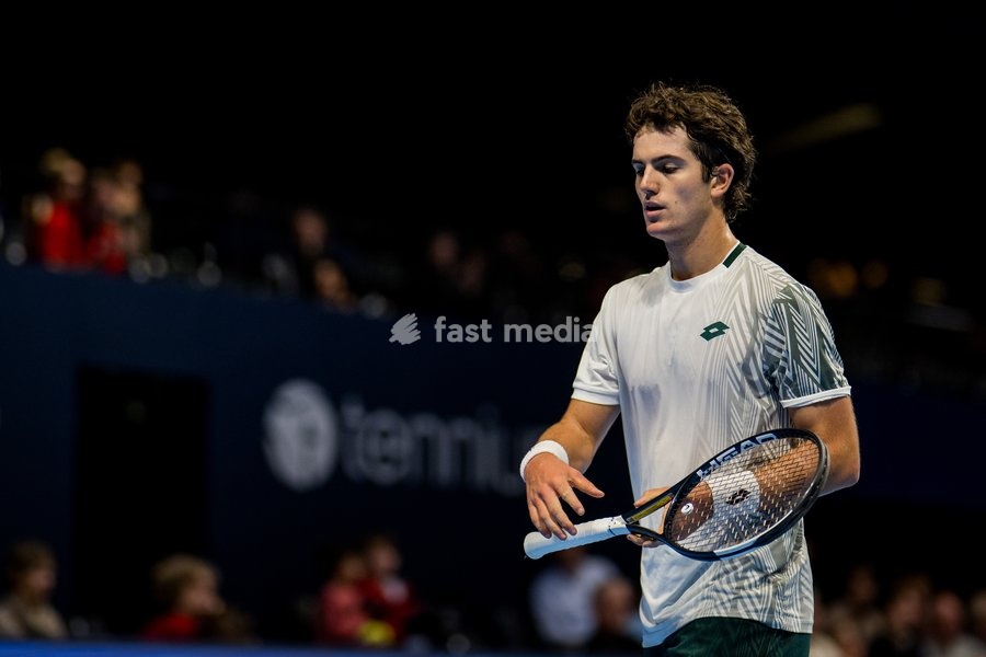 Gilles-Arnaud Bailly of Belgium pictured in action during the European Open ATP tennis tournament in Brussels, on Saterday 17 October. This year's edition of the tournament is taking place from 17 to 25 October