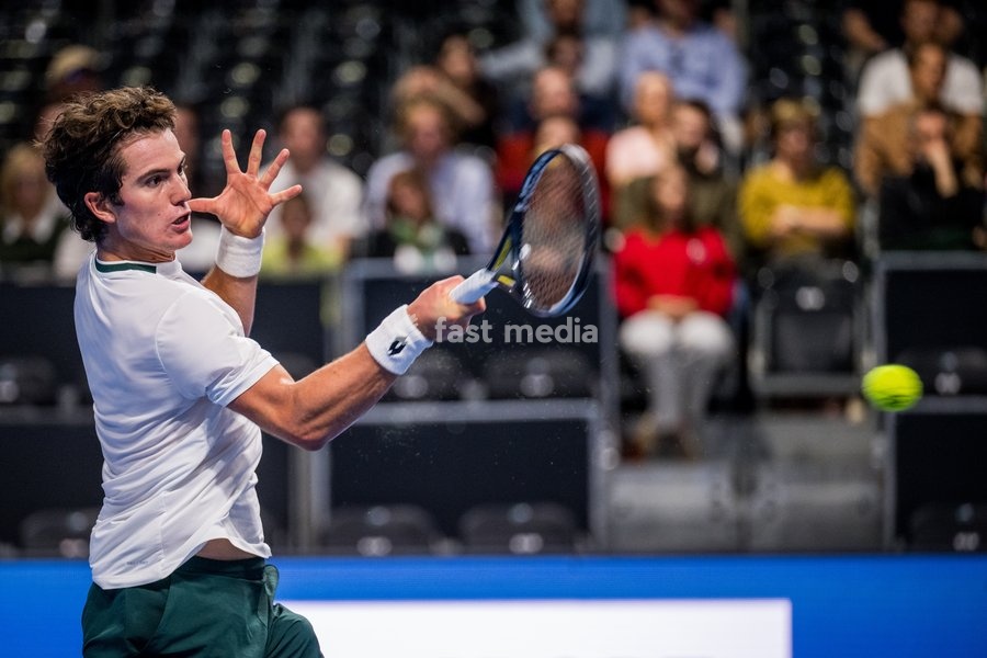 Gilles-Arnaud Bailly of Belgium pictured in action during the European Open ATP tennis tournament in Brussels, on Saterday 17 October. This year's edition of the tournament is taking place from 17 to 25 October