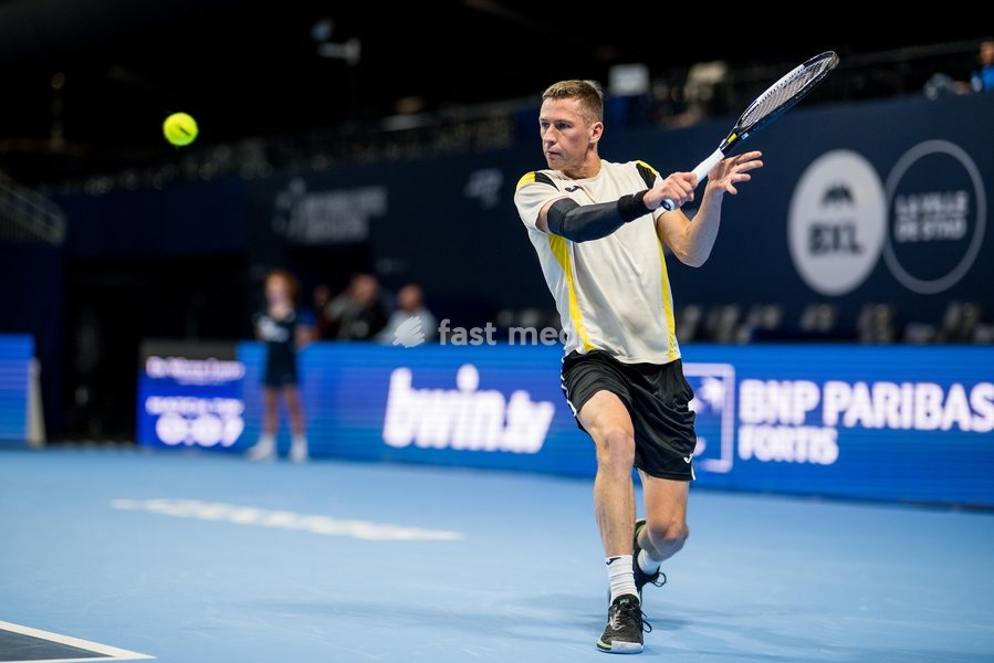 Kimmer Coppejans of Belgium pictured in action during the European Open ATP tennis tournament in Brussels, on Saterday 17 October. This year's edition of the tournament is taking place from 17 to 25 October