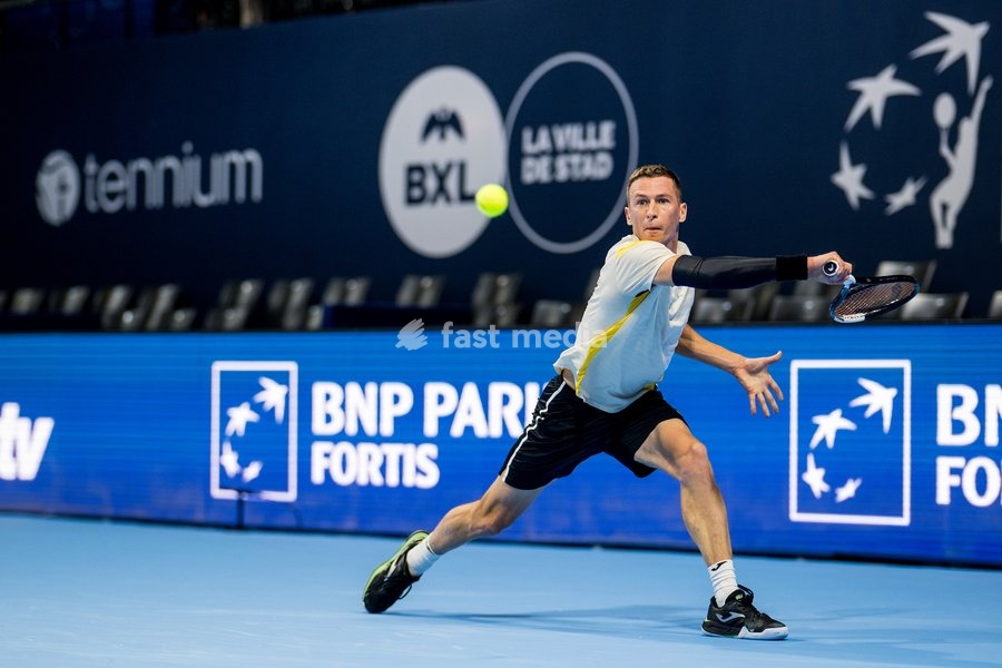 Kimmer Coppejans of Belgium pictured in action during the European Open ATP tennis tournament in Brussels, on Saterday 17 October. This year's edition of the tournament is taking place from 17 to 25 October