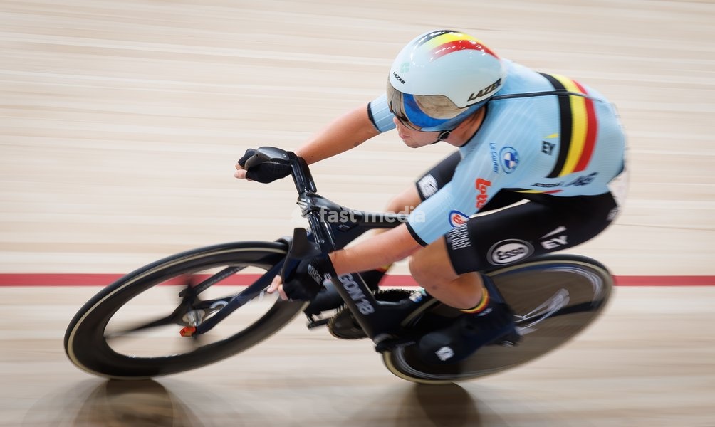 Belgian Fabio Van den Bossche pictured in action during the Men's omnium event at the UCI Track Cycling World Championships in Shanghai, China on Saturday 17 October 2026. The worlds are taking place from 14 to 18 October 2026