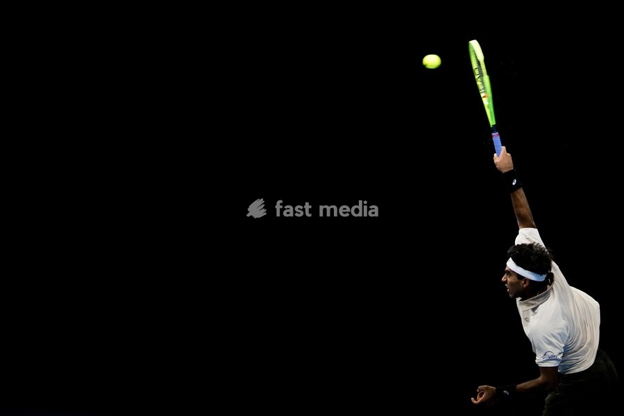 Nishesh Basavareddy of the United States pictured in action during the European Open ATP tennis tournament in Brussels, on Saterday 17 October. This year's edition of the tournament is taking place from 17 to 25 October