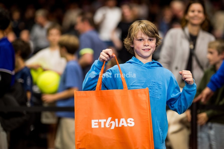 Picture shows ACE kicking a ball in the stands during the European Open ATP tennis tournament in Brussels, on Saterday 17 October. This year's edition of the tournament is taking place from 17 to 25 October