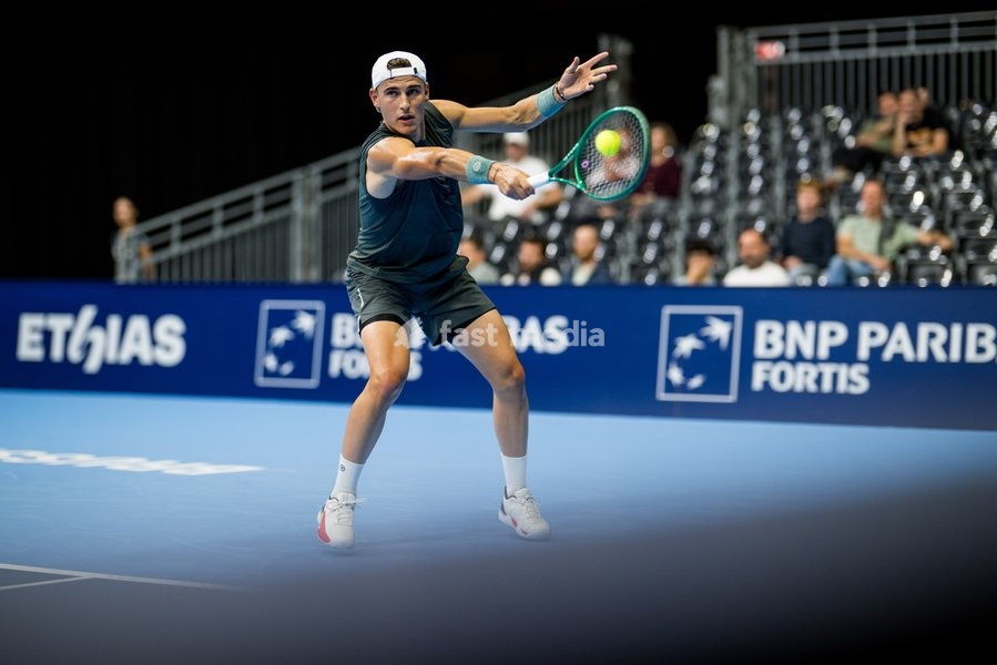 Tom Gentzsch of Germany pictured in action during the European Open ATP tennis tournament in Brussels, on Saterday 17 October. This year's edition of the tournament is taking place from 17 to 25 October