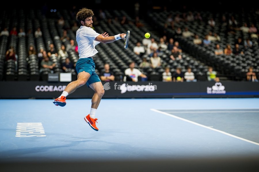 Buvaysar Gadamauri of Belgium pictured in action during the European Open ATP tennis tournament in Brussels, on Saterday 17 October. This year's edition of the tournament is taking place from 17 to 25 October