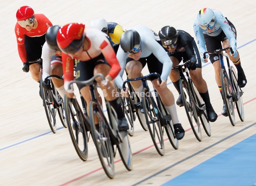 Belgian Zita Gheysens rides on a bike during the Women’s Keirin event at the UCI Track Cycling World Championships in Shanghai, China on Sunday 18 October 2026. The worlds are taking place from 14 to 18 October 2026