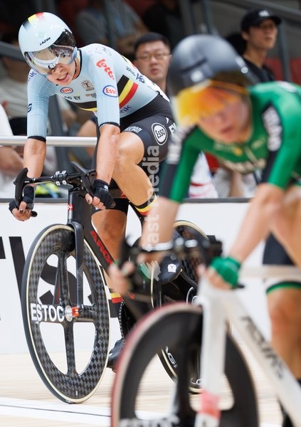 Belgian Shari Bossuyt pictured during the Women’s Points Race event at the UCI Track Cycling World Championships in Shanghai, China on Sunday 18 October 2026. The worlds are taking place from 14 to 18 October 2026